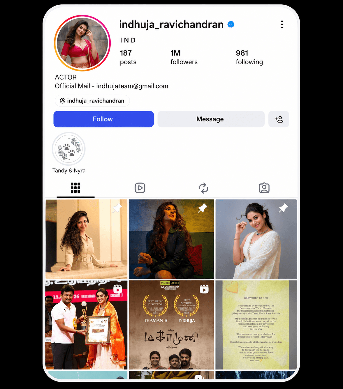 Indhuja Ravichandran profile screenshot