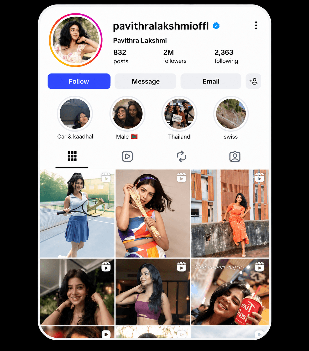 Pavithra Lakshmi profile screenshot
