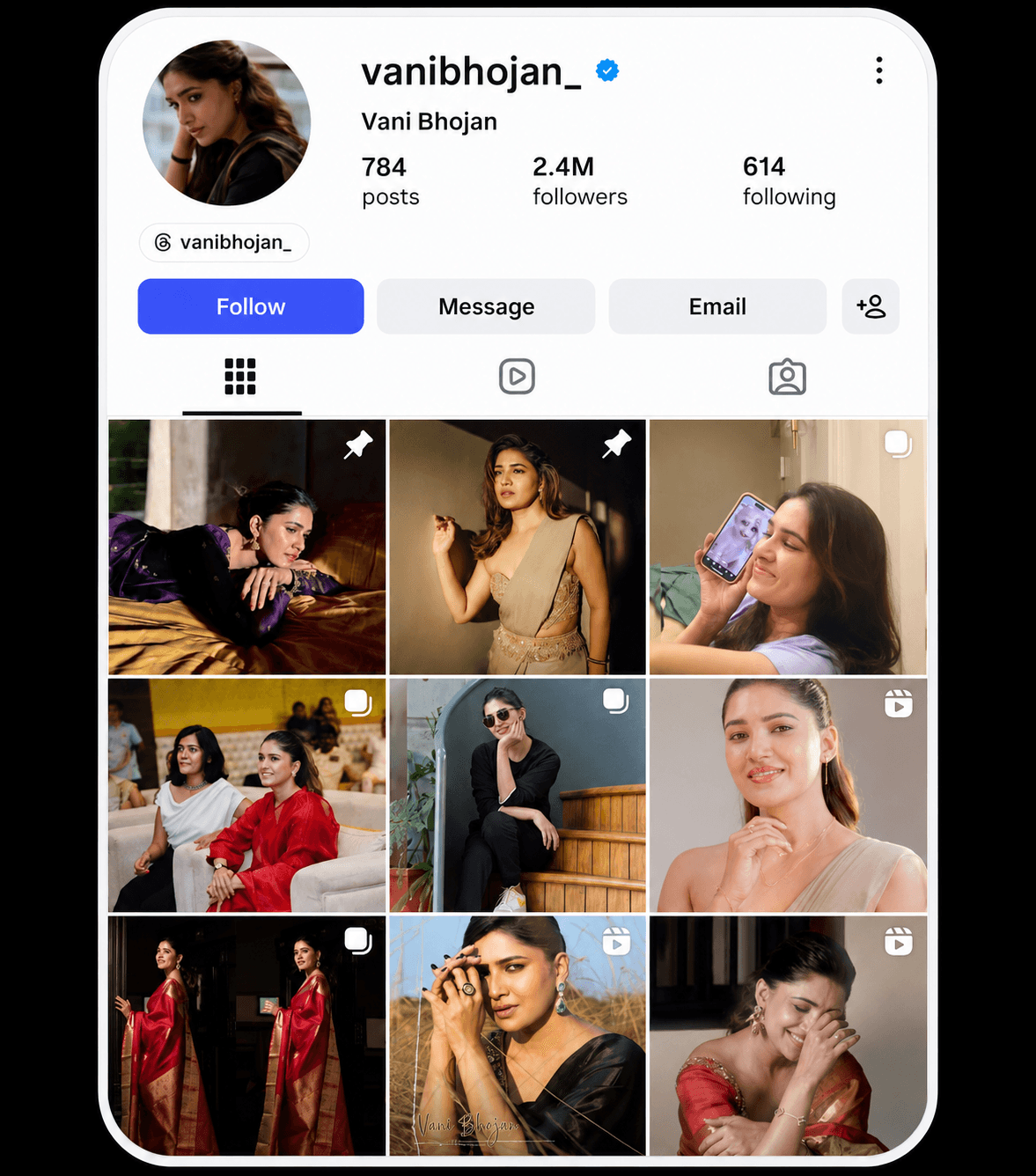 Vani Bhojan profile screenshot